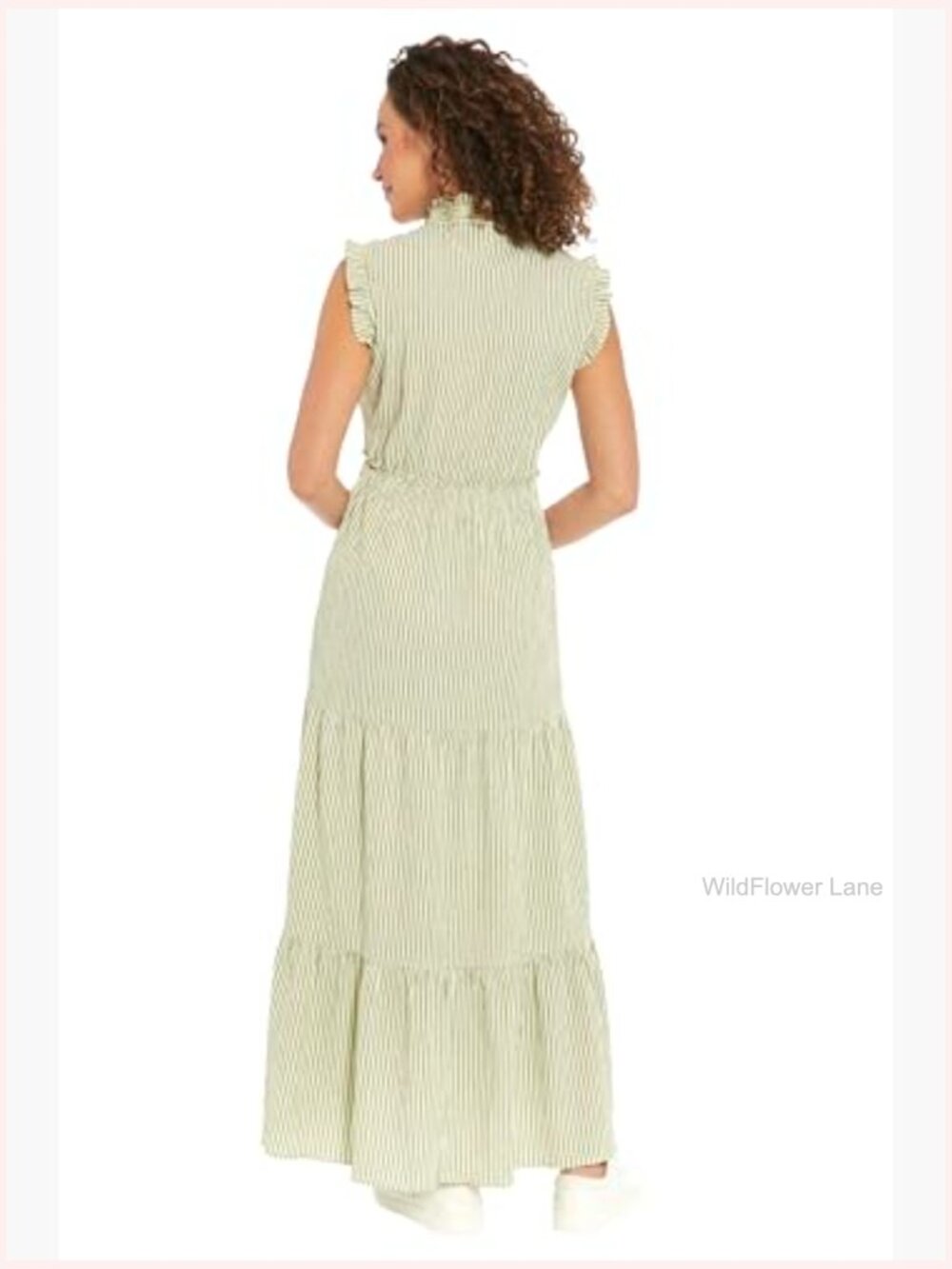 Smocked Waist Ruffle V-Neck Maxi Dress with Tiered Skirt - Picture 3 of 6
